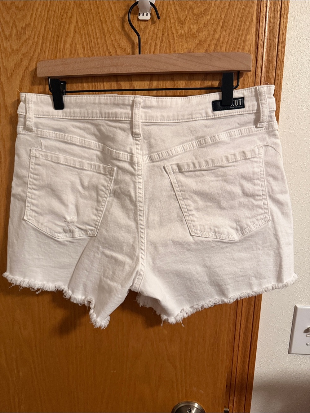Kut from the Kloth White Distressed Denim Shorts - Picture 3 of 3